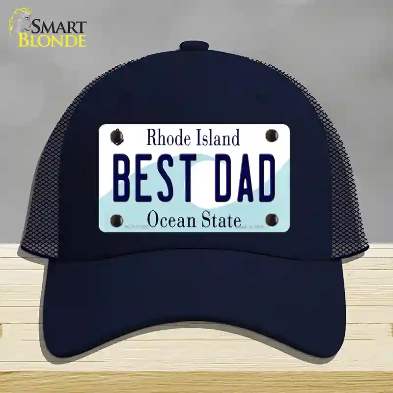 HAT16-MLP-11222 Best Dad Rhode Island State Novelty License Plate Hat, Mesh - Navy