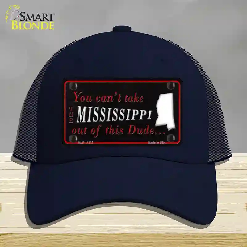 HAT16-MLP-11278 Mississippi Dude Novelty License Plate Hat, Mesh - Navy