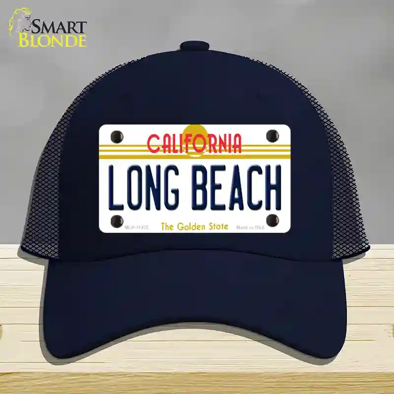 HAT16-MLP-11423 Long Beach California Novelty License Plate Hat, Mesh - Navy