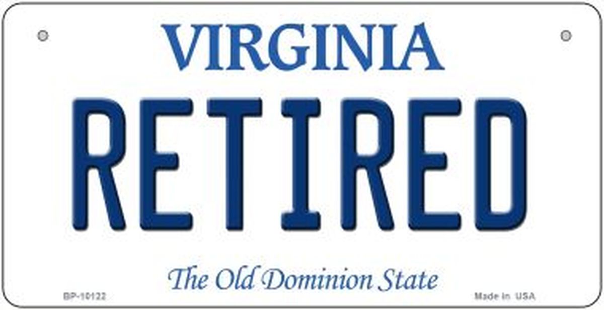 Retired Virginia Novelty Metal Bicycle Plate BP-10122