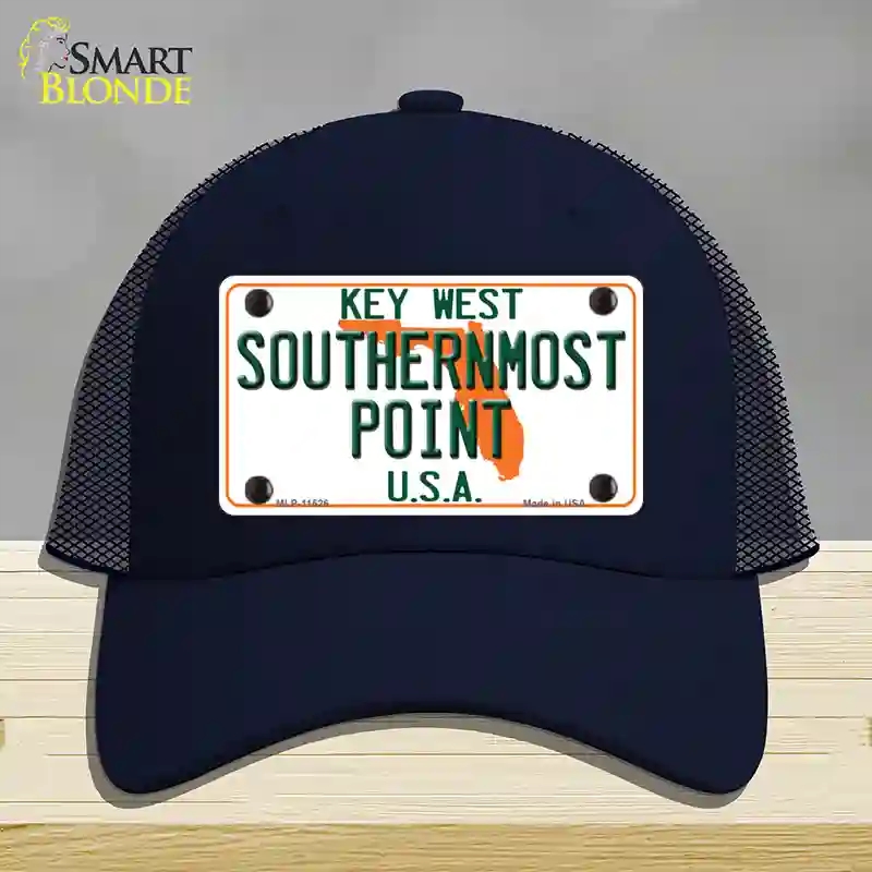 HAT16-MLP-11526 Key West Southernmost Point Novelty License Plate Hat, Mesh - Navy