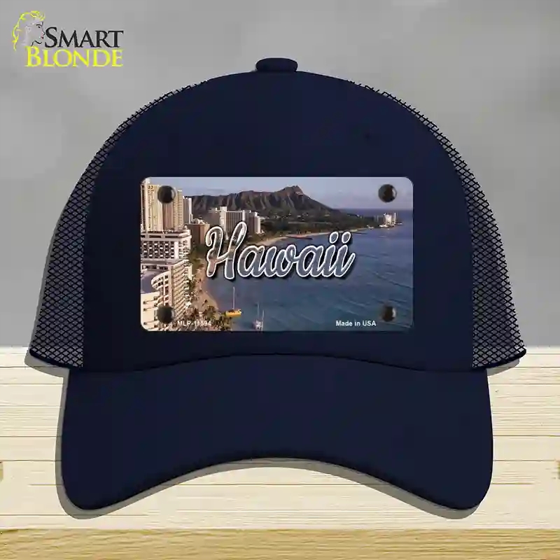 HAT16-MLP-11594 Hawaii Beach State Novelty License Plate Hat, Mesh - Navy