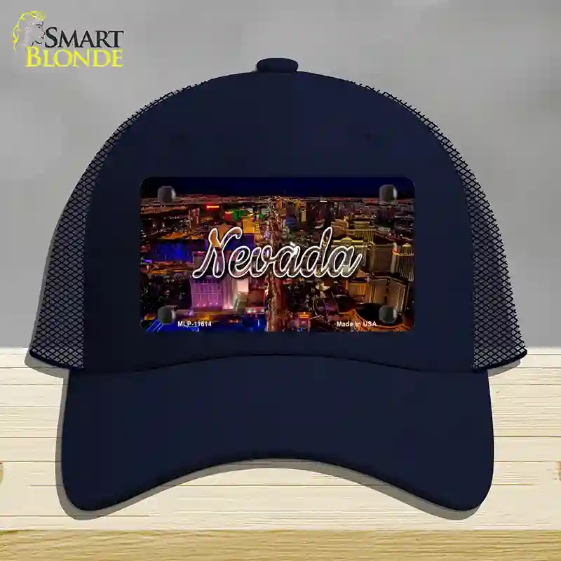 HAT16-MLP-11614 Nevada City Lights State Novelty License Plate Hat, Mesh - Navy