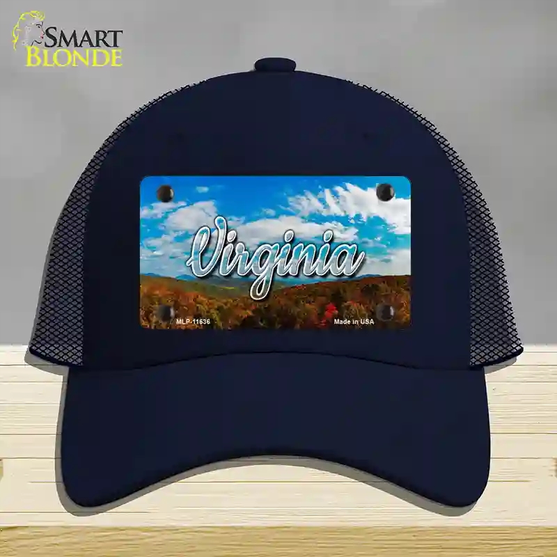 HAT16-MLP-11636 Virginia Mountain Range State Novelty License Plate Hat, Mesh - Navy