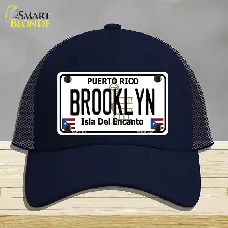 HAT16-MLP-11642 Brooklyn Puerto Rico Novelty License Plate Hat, Mesh - Navy