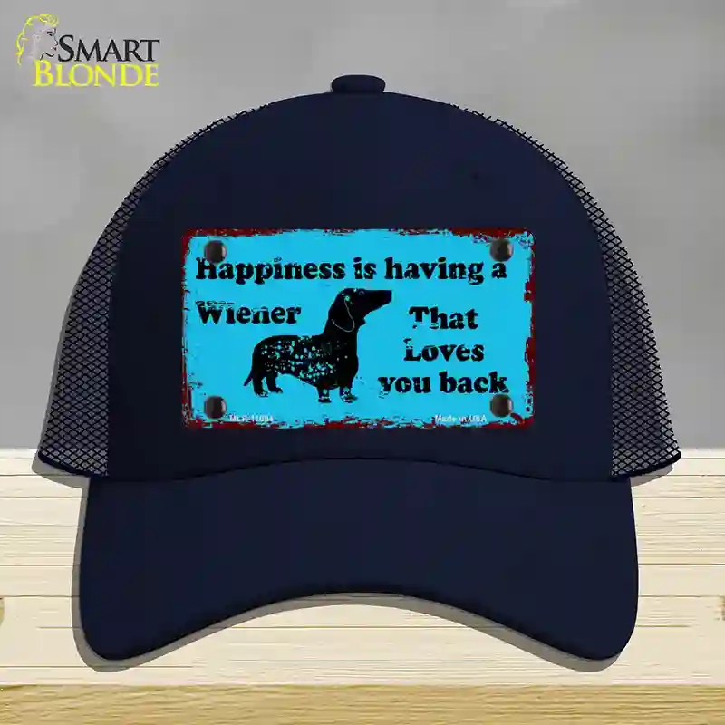 HAT16-MLP-11684 Happiness is Having a Wiener Novelty License Plate Hat, Mesh - Navy