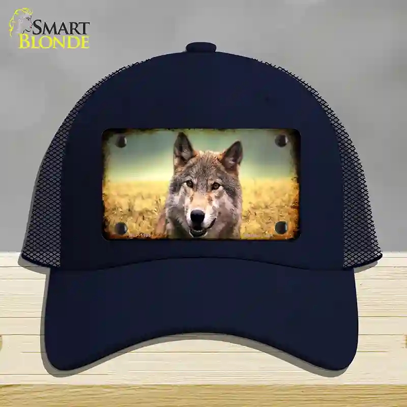HAT16-MLP-1189 Wolf Novelty License Plate Hat, Mesh - Navy
