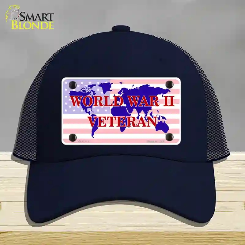 HAT16-MLP-119 WW II Veteran Novelty License Plate Hat, Mesh - Navy