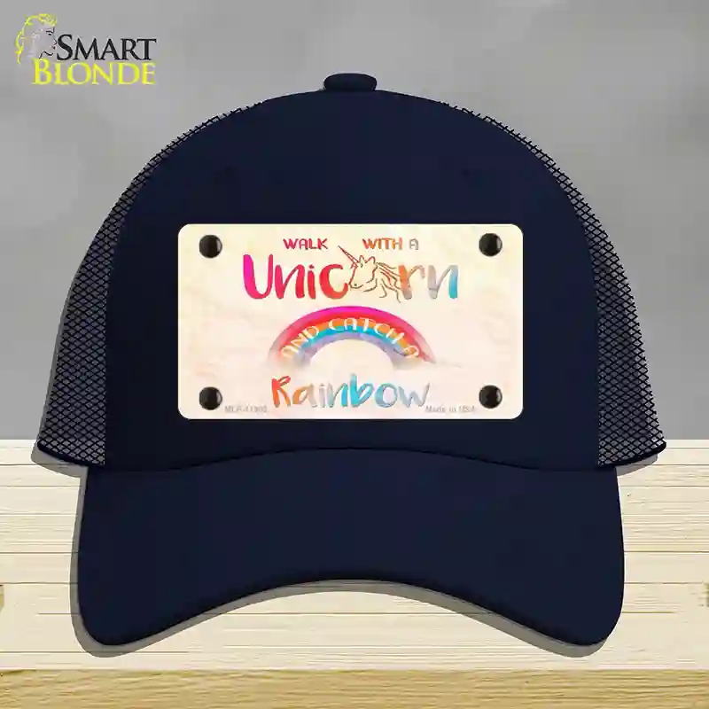 HAT16-MLP-11903 Walk with a Unicorn Novelty License Plate Hat, Mesh - Navy