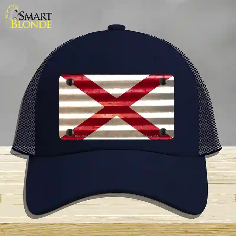 HAT16-MLP-11942 Alabama Corrugated Flag Novelty License Plate Hat, Mesh - Navy