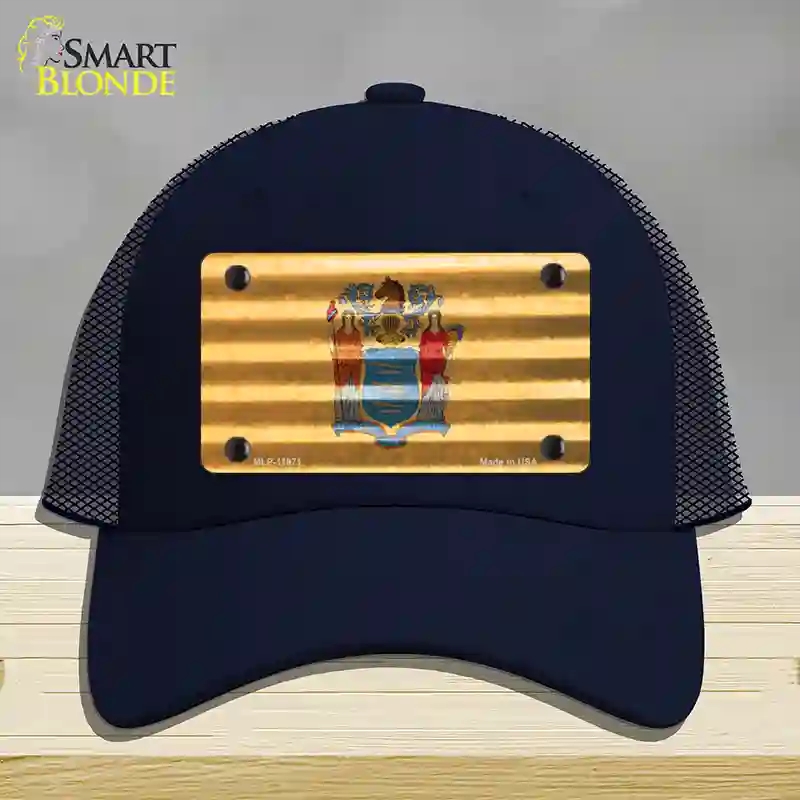 HAT16-MLP-11971   Jersey Corrugated Flag Novelty License Plate Hat, Mesh - Navy