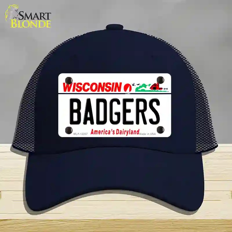 HAT16-MLP-12207 decalrs Wisconsin Novelty License Plate Hat, Mesh - Navy