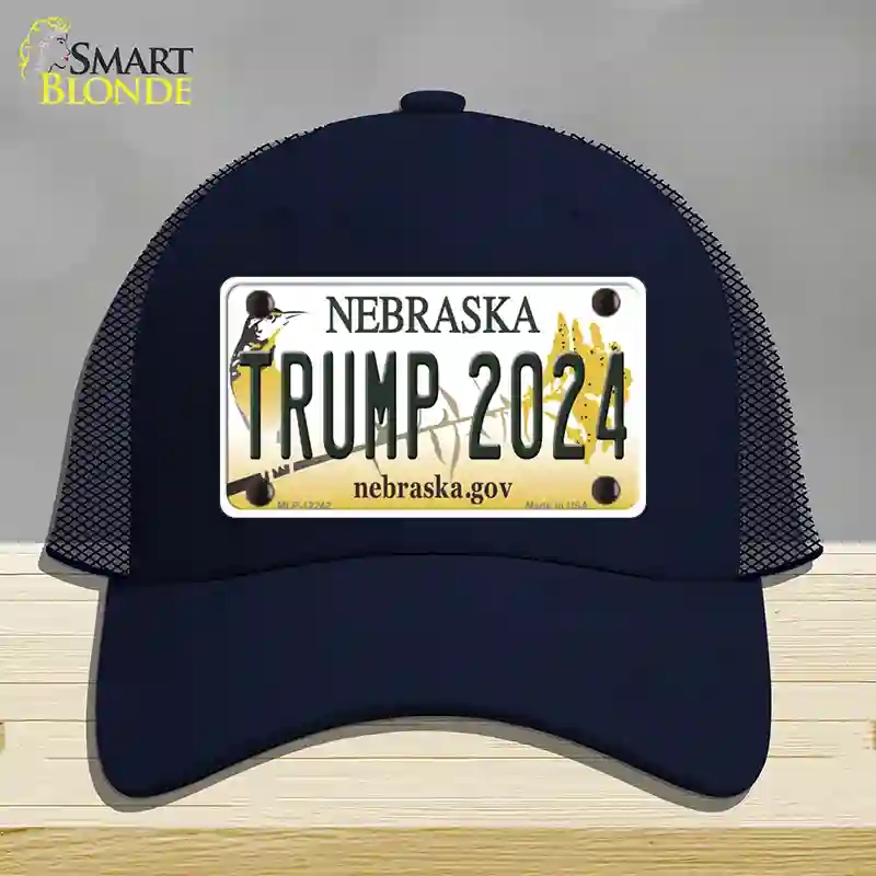 HAT16-MLP-12242 Trump 2024 Nebraska Novelty License Plate Hat, Mesh - Navy