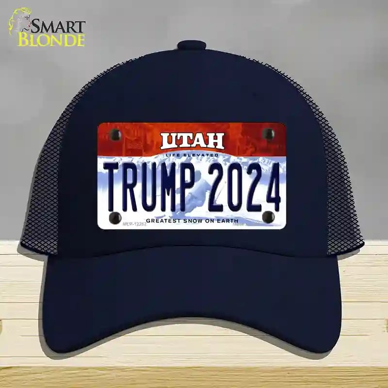 HAT16-MLP-12257 Trump 2024 Utah Novelty License Plate Hat, Mesh - Navy