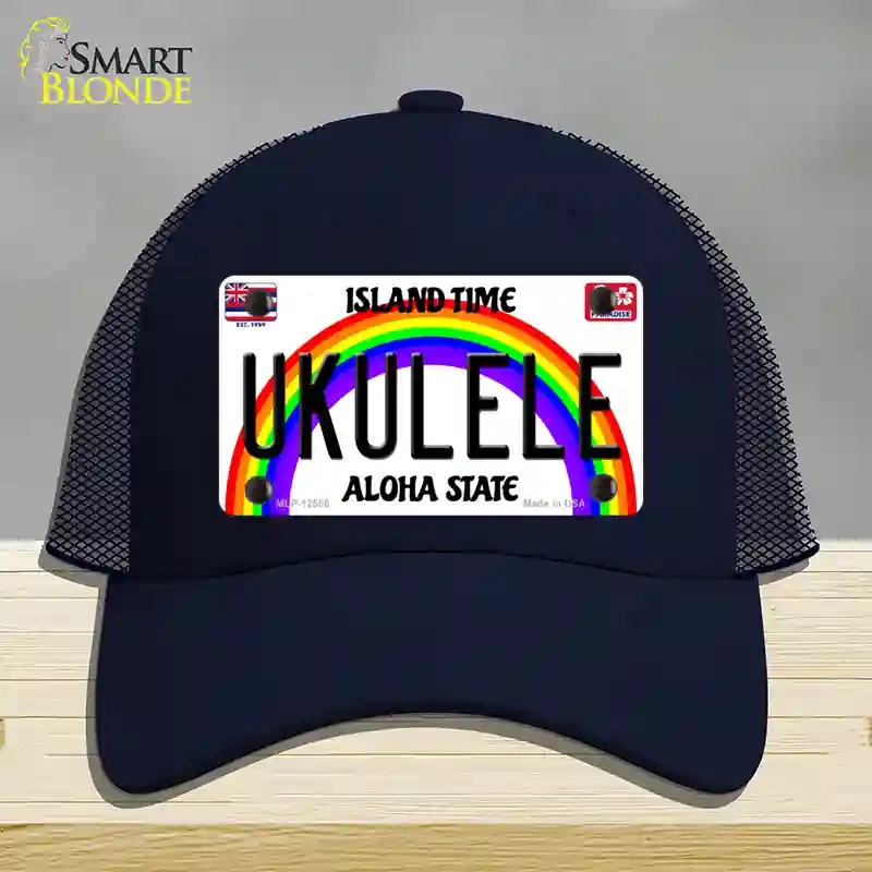 HAT16-MLP-12550 Ukulele Hawaii Novelty License Plate Hat, Mesh - Navy