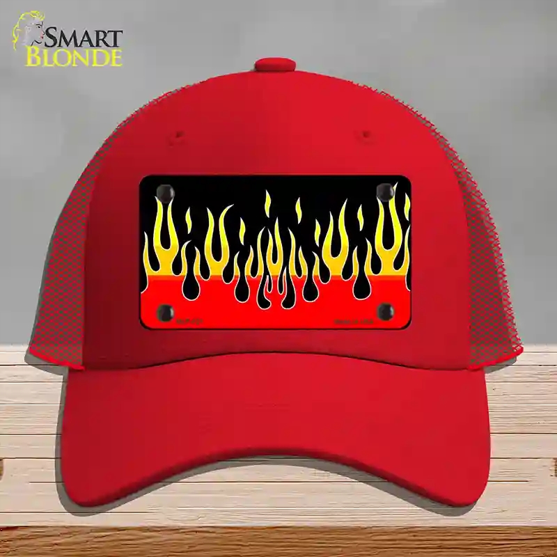 HAT17-MLP-021 Flames Novelty License Plate Hat, Mesh - Red