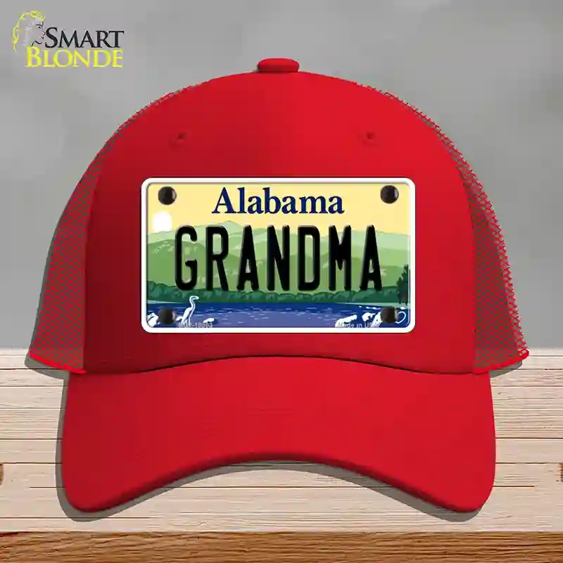HAT17-MLP-10003 Grandma Alabama Novelty License Plate Hat, Mesh - Red