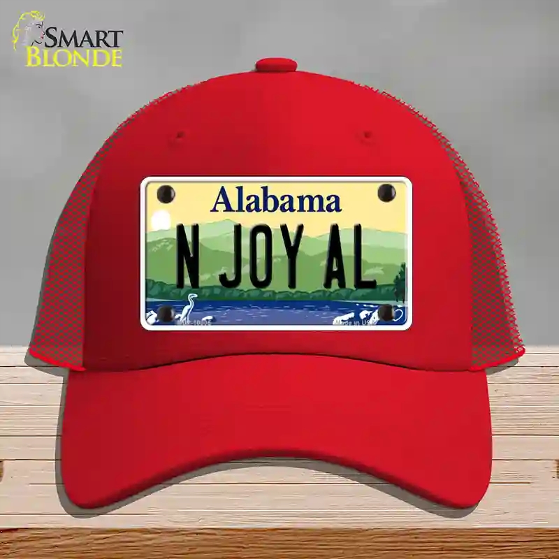 HAT17-MLP-10005 N Joy AL Alabama Novelty License Plate Hat, Mesh - Red