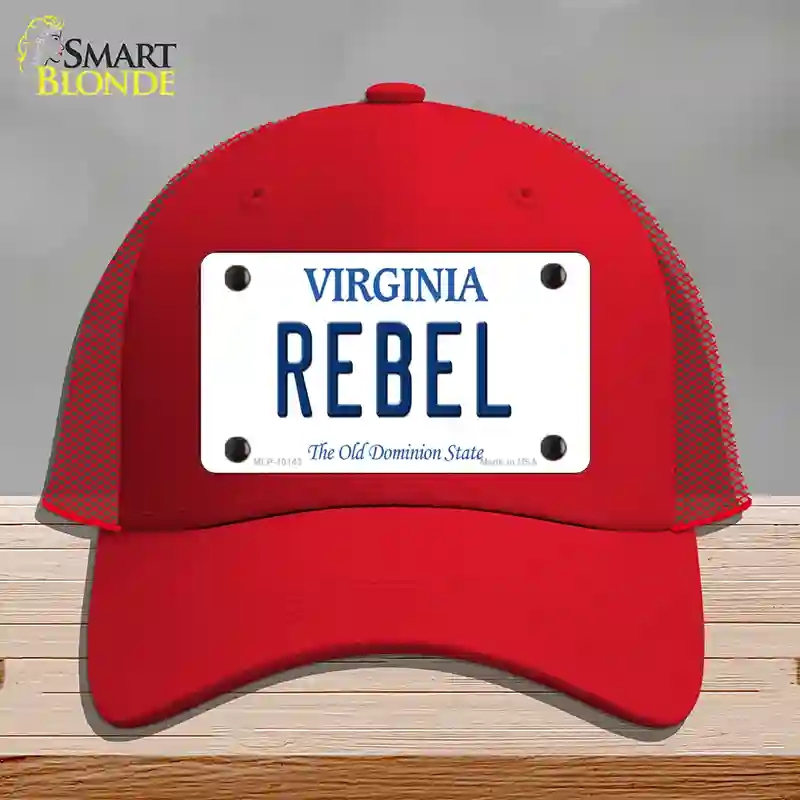 HAT17-MLP-10143 Rebel Virginia Novelty License Plate Hat, Mesh - Red