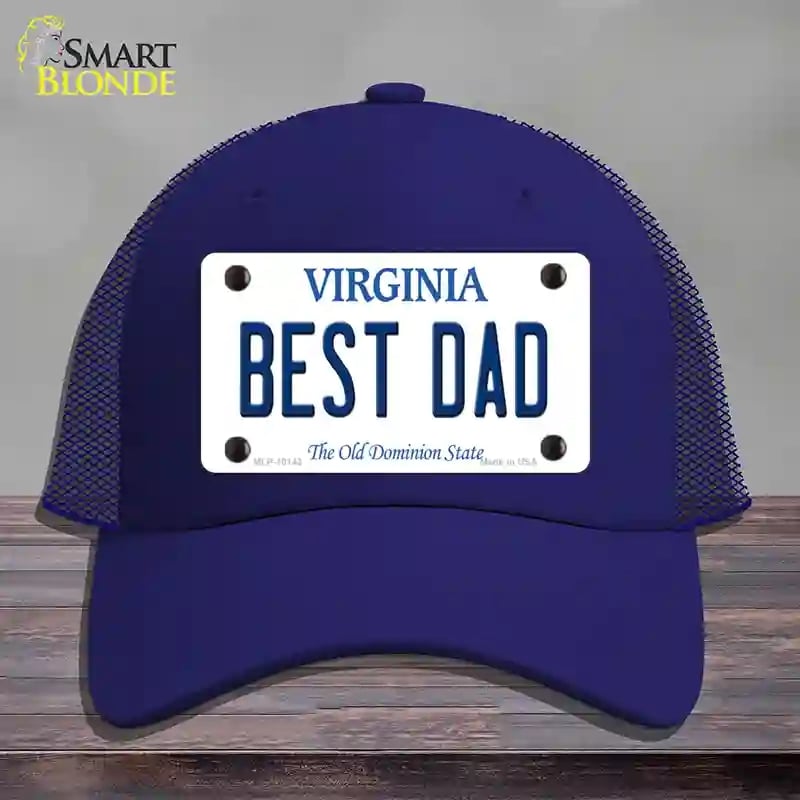 HAT18-MLP-10142 Best Dad Virginia Novelty License Plate Hat, Mesh - Royal Blue