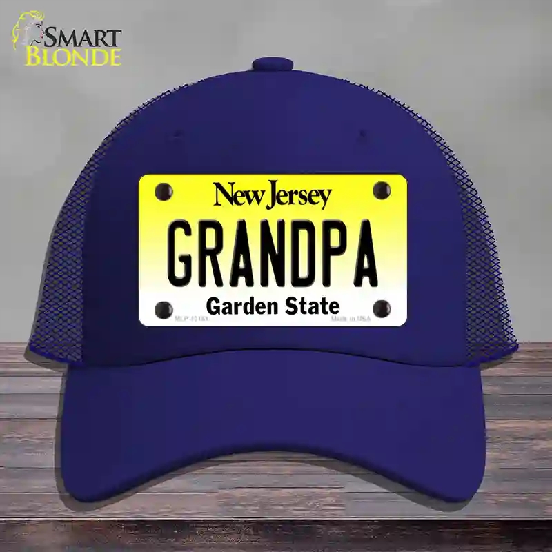 HAT18-MLP-10161 Grandpa   Jersey Novelty License Plate Hat, Mesh - Royal Blue
