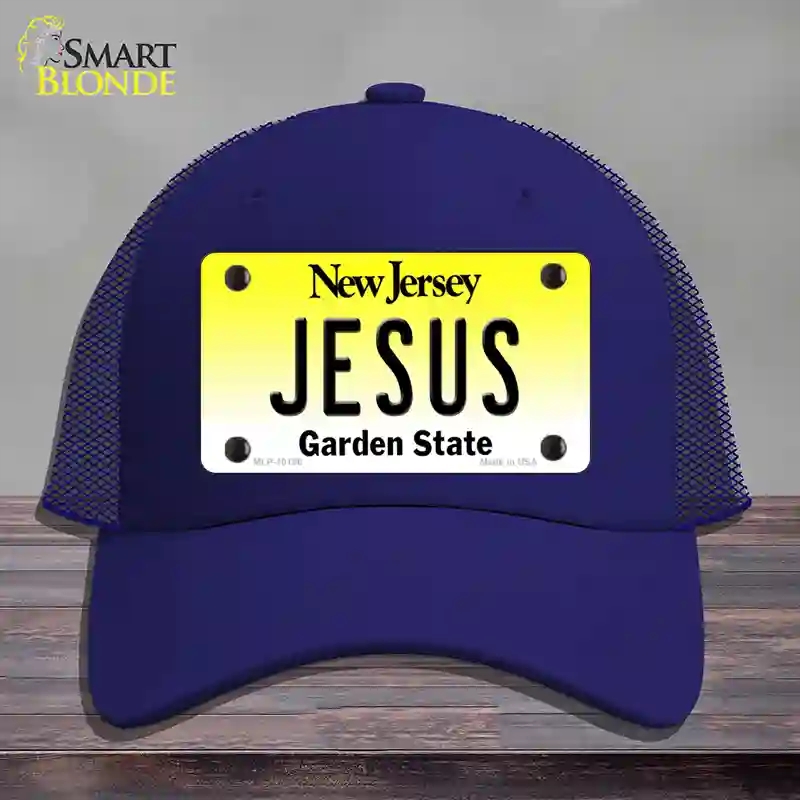 HAT18-MLP-10166 Jesus   Jersey Novelty License Plate Hat, Mesh - Royal Blue