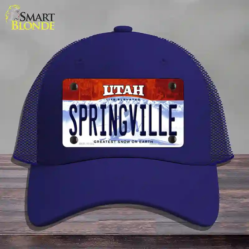 HAT18-MLP-10193 Springville Utah Novelty License Plate Hat, Mesh - Royal Blue