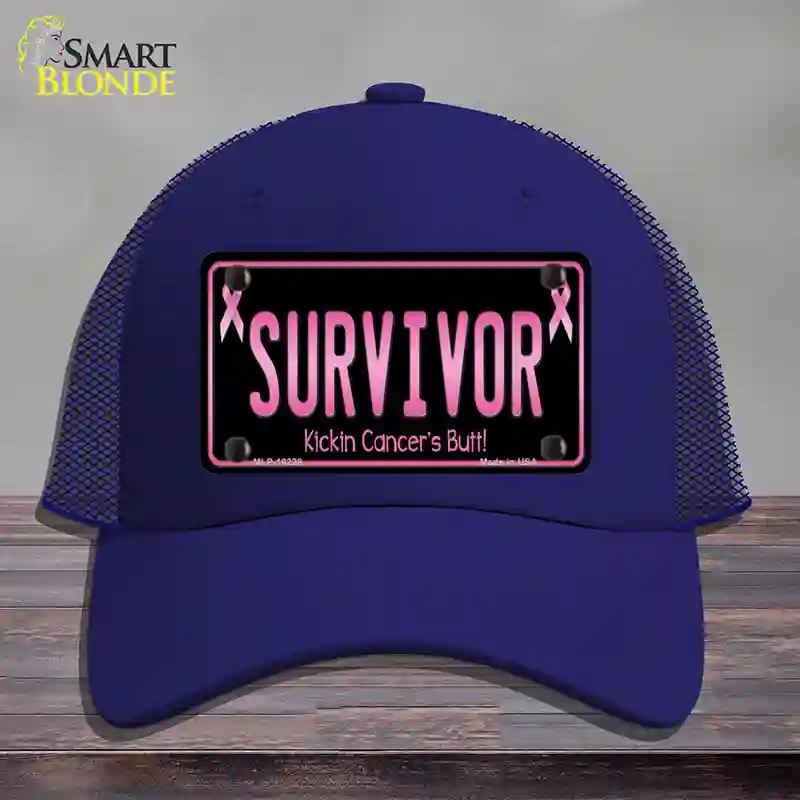 HAT18-MLP-10228 Survivor Novelty License Plate Hat, Mesh - Royal Blue