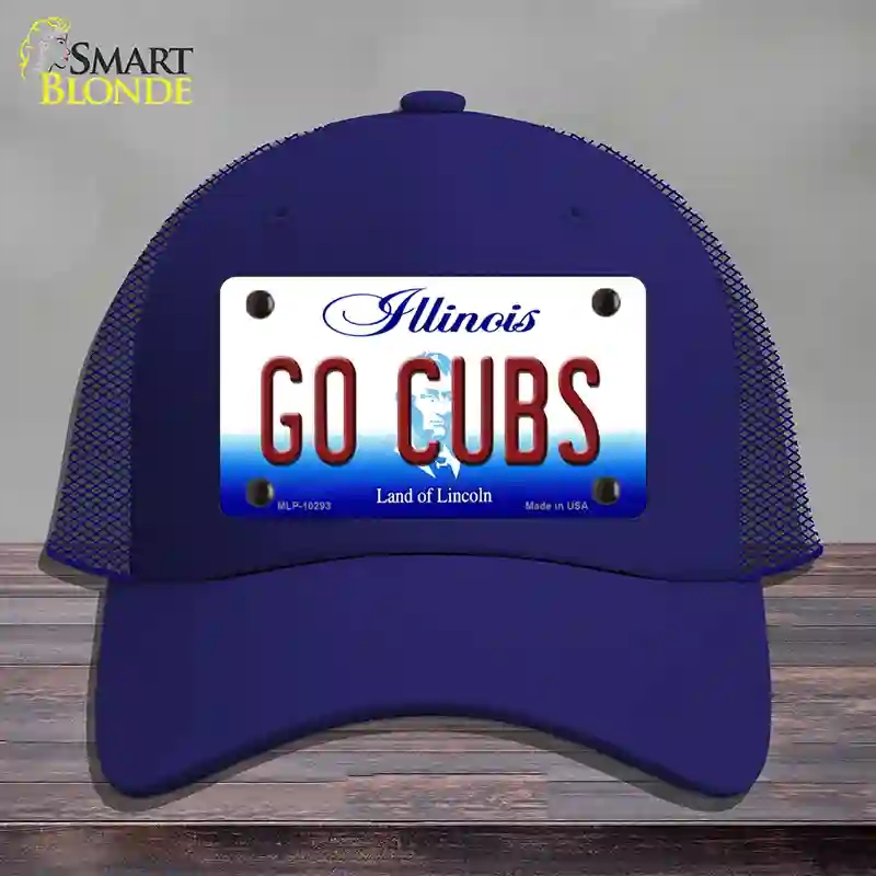 HAT18-MLP-10293 Go Cubs Illinois Novelty License Plate Hat, Mesh - Royal Blue