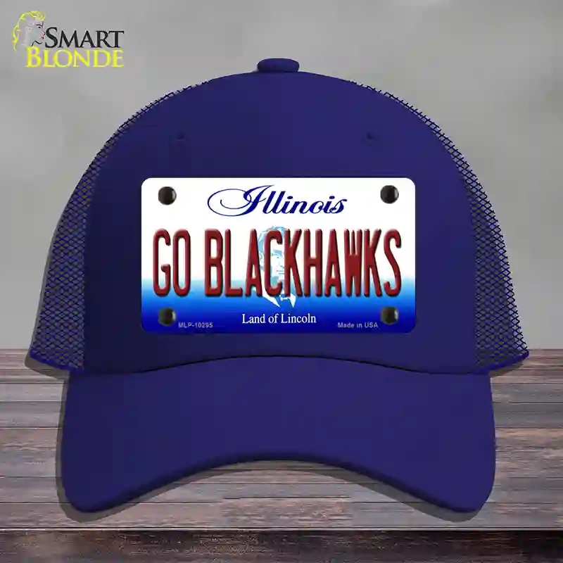 HAT18-MLP-10295 Go Blackhawks Illinois Novelty License Plate Hat, Mesh - Royal Blue