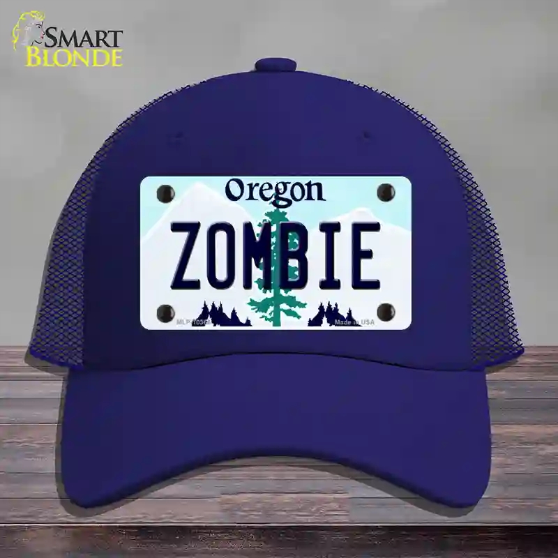 HAT18-MLP-10366 Zombie Oregon Novelty License Plate Hat, Mesh - Royal Blue