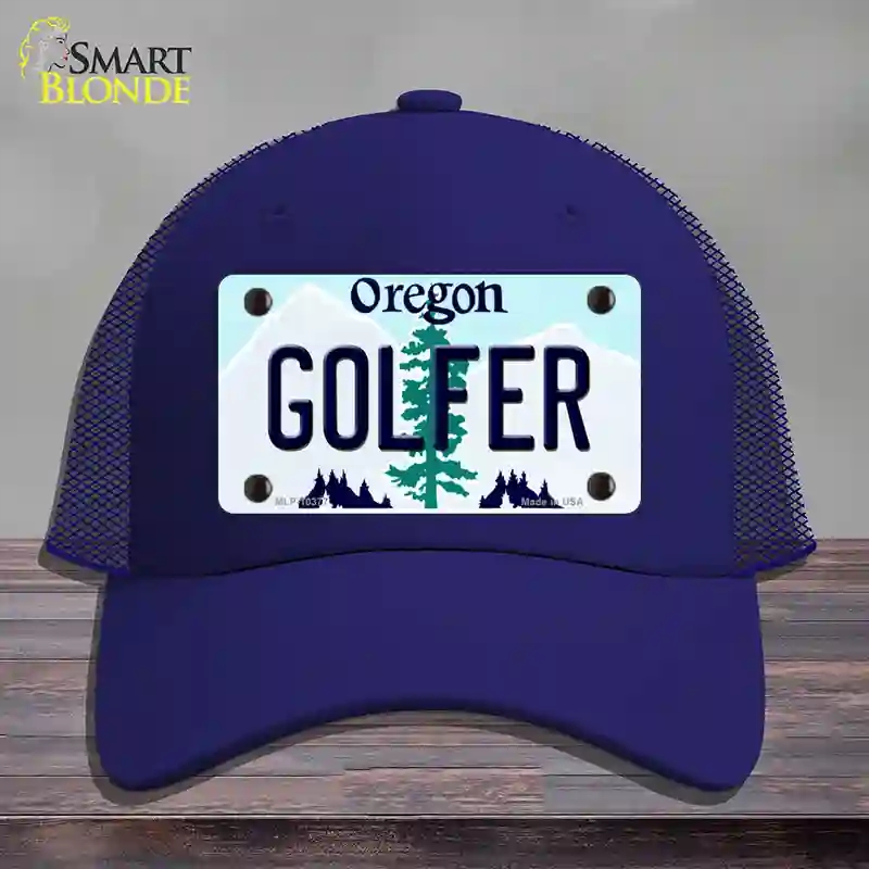 HAT18-MLP-10377 Golfer Oregon Novelty License Plate Hat, Mesh - Royal Blue