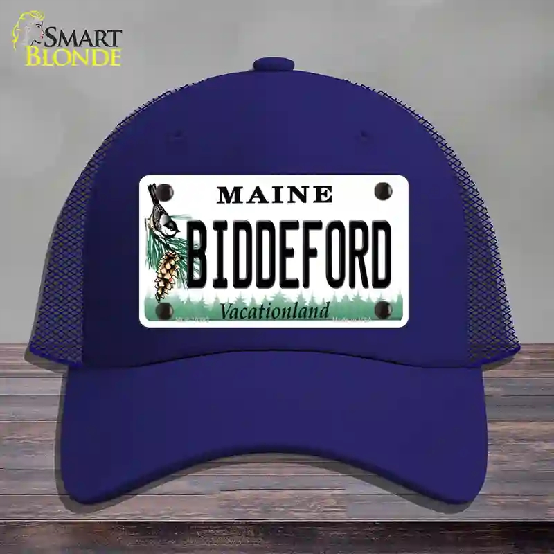 HAT18-MLP-10392 Biddeford Maine Novelty License Plate Hat, Mesh - Royal Blue