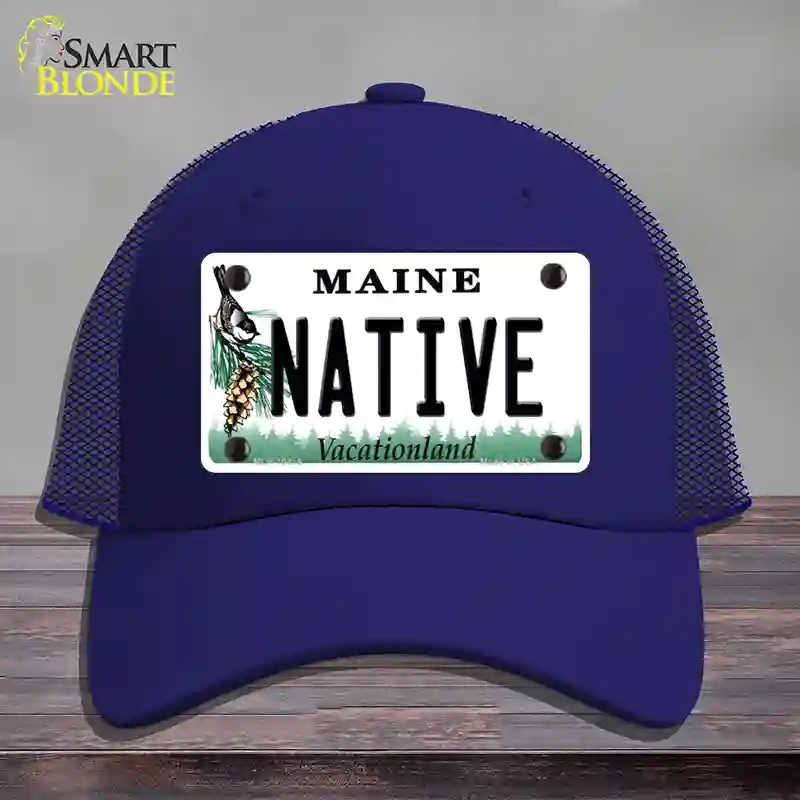 HAT18-MLP-10416 Native Maine Novelty License Plate Hat, Mesh - Royal Blue