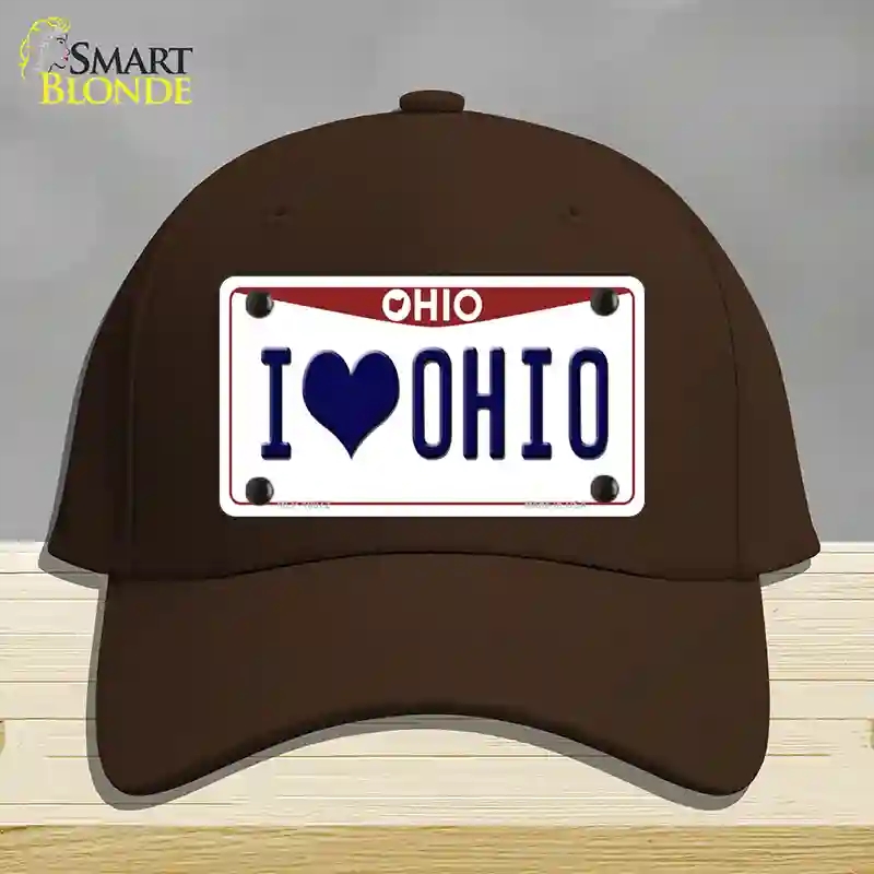 HAT24-MLP-10072 I Love Ohio Novelty License Plate Hat, Cotton - Dark Brown