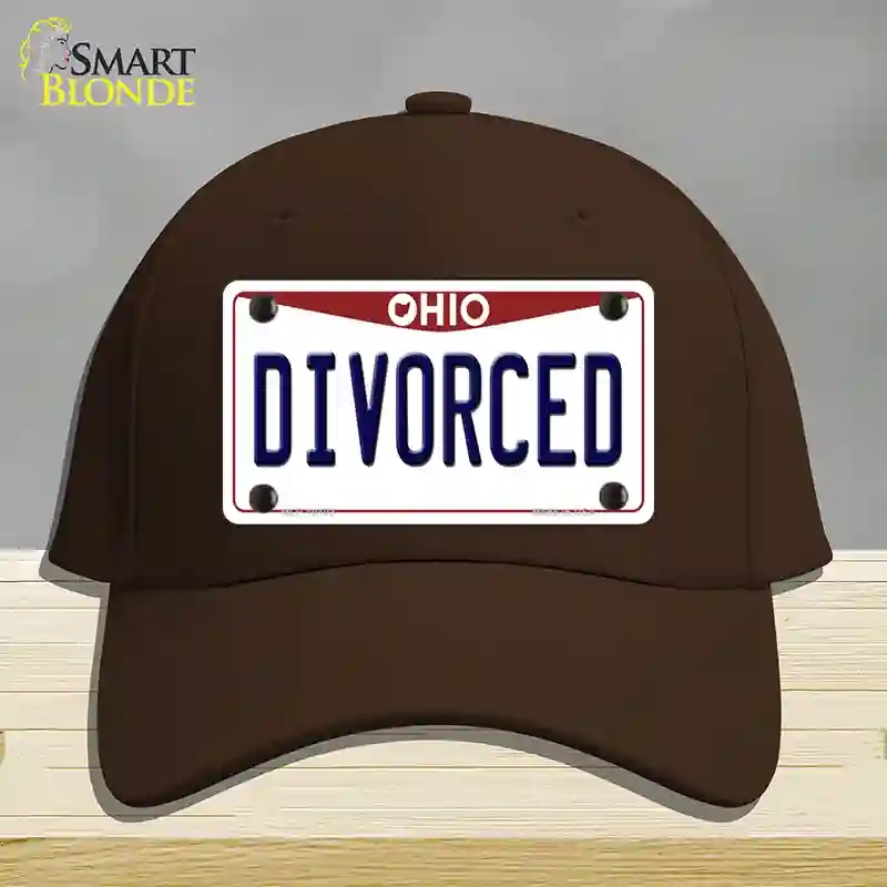 HAT24-MLP-10103 Divorced Ohio Novelty License Plate Hat, Cotton - Dark Brown