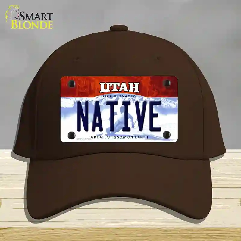 HAT24-MLP-10218 Native Utah Novelty License Plate Hat, Cotton - Dark Brown