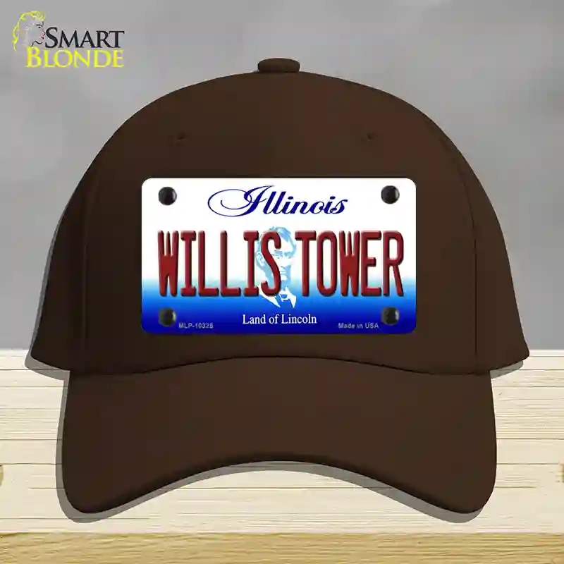HAT24-MLP-10325 Willis Tower Illinois Novelty License Plate Hat, Cotton - Dark Brown