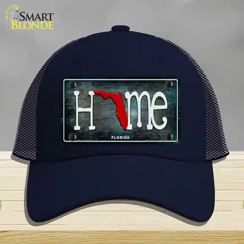 HAT16-MLP-12000 Florida Home State Outline Novelty License Plate Hat, Mesh - Navy