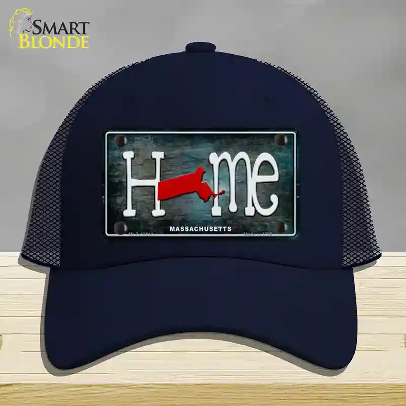 HAT16-MLP-12012 Massachusetts Home State Outline Novelty License Plate Hat, Mesh - Navy