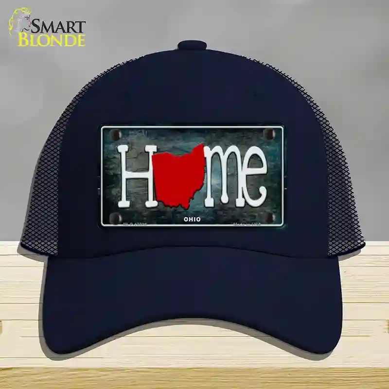 HAT16-MLP-12026 Ohio Home State Outline Novelty License Plate Hat, Mesh - Navy