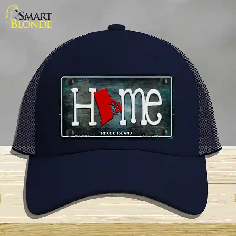 HAT16-MLP-12030 Rhode Island Home State Outline Novelty License Plate Hat, Mesh - Navy