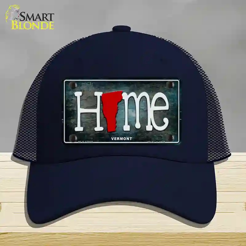 HAT16-MLP-12036 Vermont Home State Outline Novelty License Plate Hat, Mesh - Navy