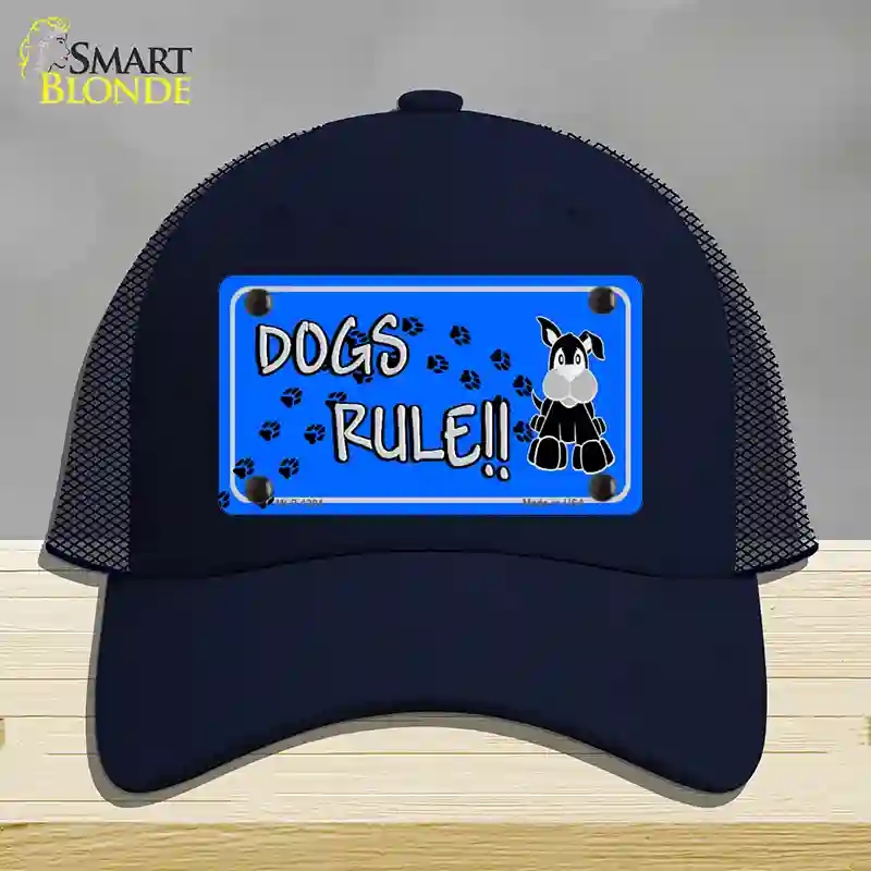 HAT16-MLP-1204 Dogs Rule Novelty License Plate Hat Tag, Mesh - Navy