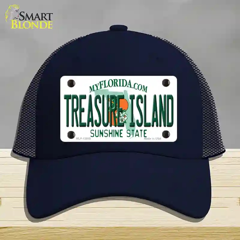 HAT16-MLP-12055 Florida Treasure Island Novelty License Plate Hat, Mesh - Navy
