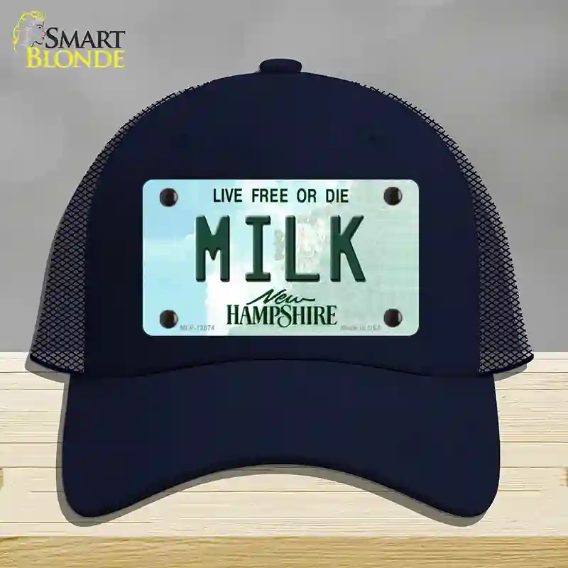 HAT16-MLP-12074 Milk   Hampshire State Novelty License Plate Hat, Mesh - Navy