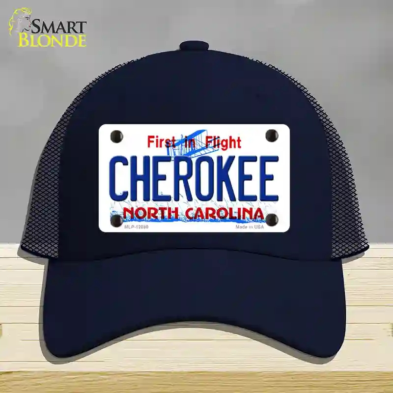 HAT16-MLP-12090 Cherokee North Carolina State Novelty License Plate Hat, Mesh - Navy