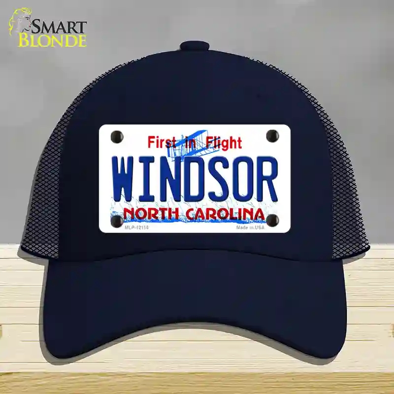 HAT16-MLP-12115 Windsor North Carolina State Novelty License Plate Hat, Mesh - Navy