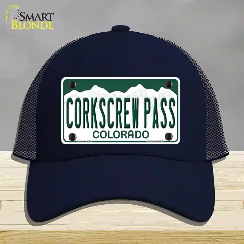 HAT16-MLP-12151 Corkscrew Pass Colorado Novelty License Plate Hat, Mesh - Navy