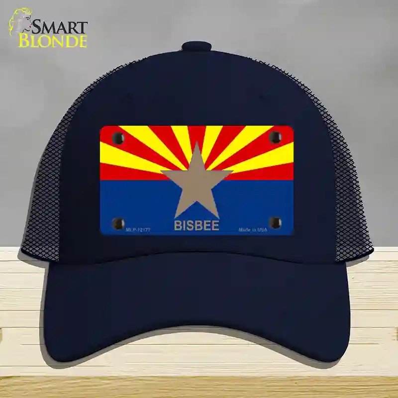 HAT16-MLP-12177 Bisbee Arizona Flag Novelty License Plate Hat, Mesh - Navy